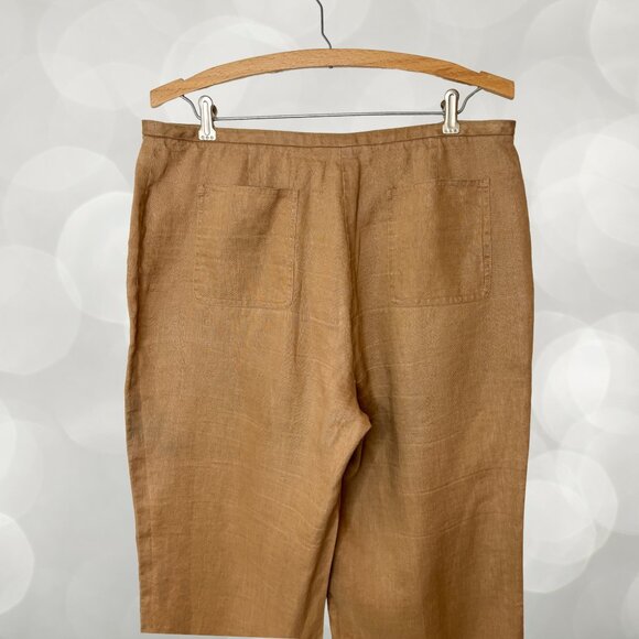 Calvin Klein Tan / Brown 100% Linen Pants - Picture 6 of 7